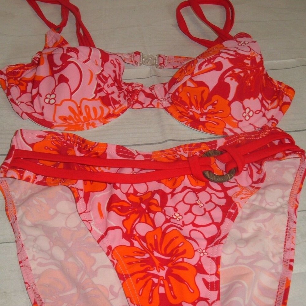 Floral boho Bikini set SZ 38 US 6 padded new